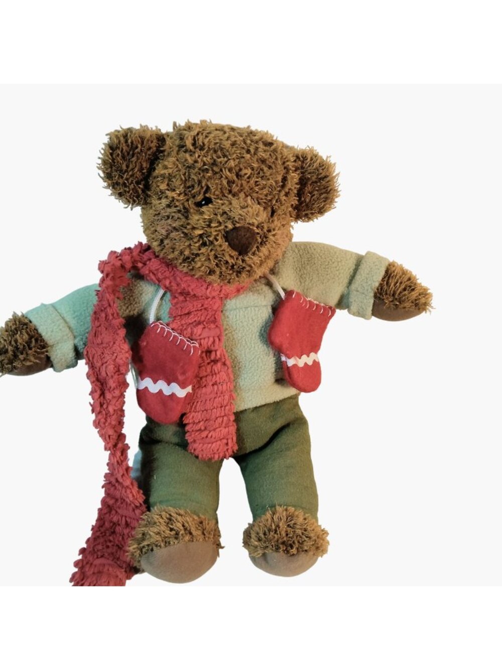Hallmark Plush Teddy Bear Scarf Mittens Fleece Jacket Vintage Christmas